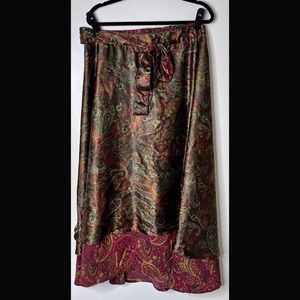 Indian Wrap Skirt Dress Sari OS Satin/Cotton
